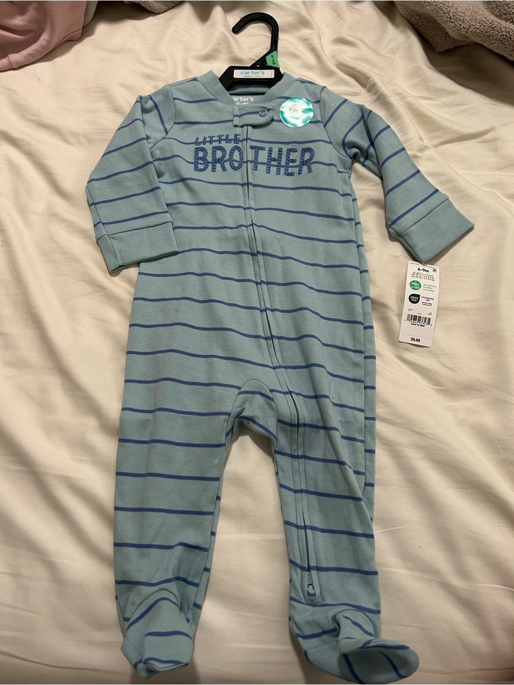 Carter's Little Brother Blue Striped Baby One-Piece 6-9 m